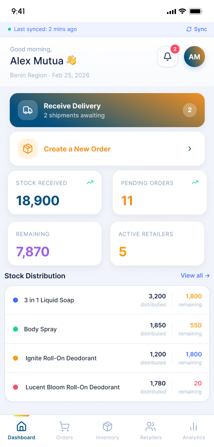 Exceptional Brands retailer landing dashboard